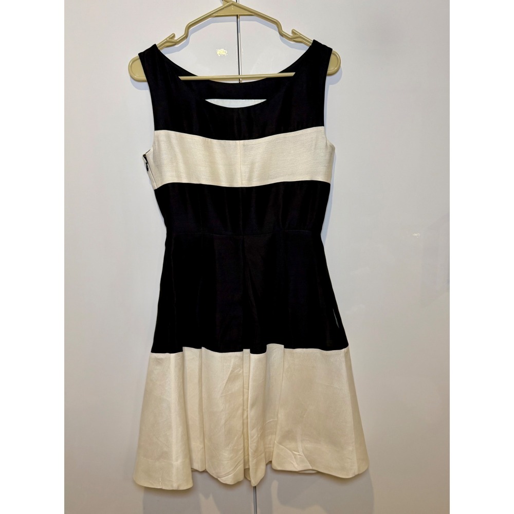 Kate Spade Gayle Black & Ivory Wide Stripe Sleeveless Fit & Flare Dress Size 0